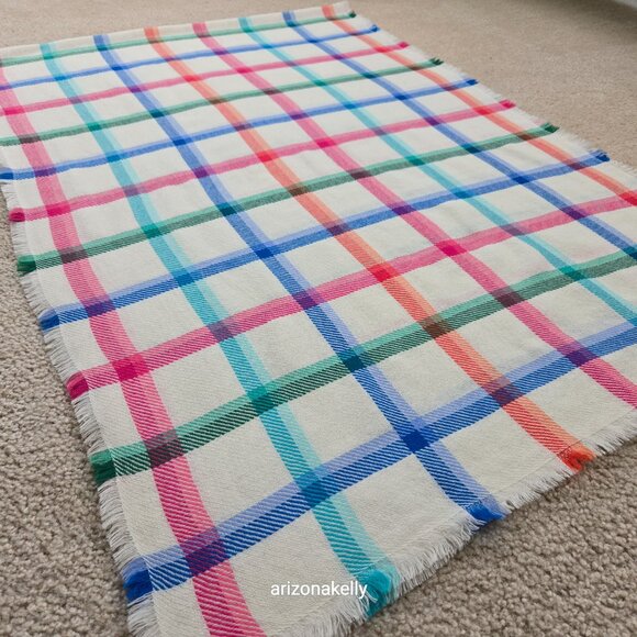 NWT Talbots 100% Wool Scarf Colorful Plaid - Picture 5 of 10